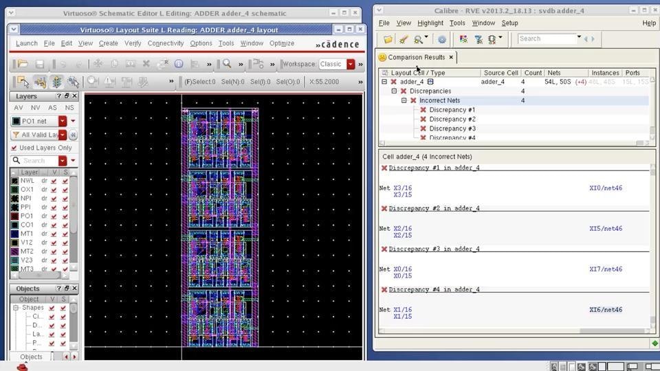 Cross-probing nets in the design environment using Calibre RVE