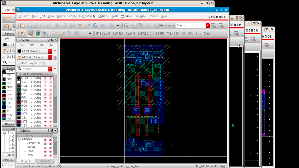 Setting up Calibre in Virtuoso for multiple cell windows