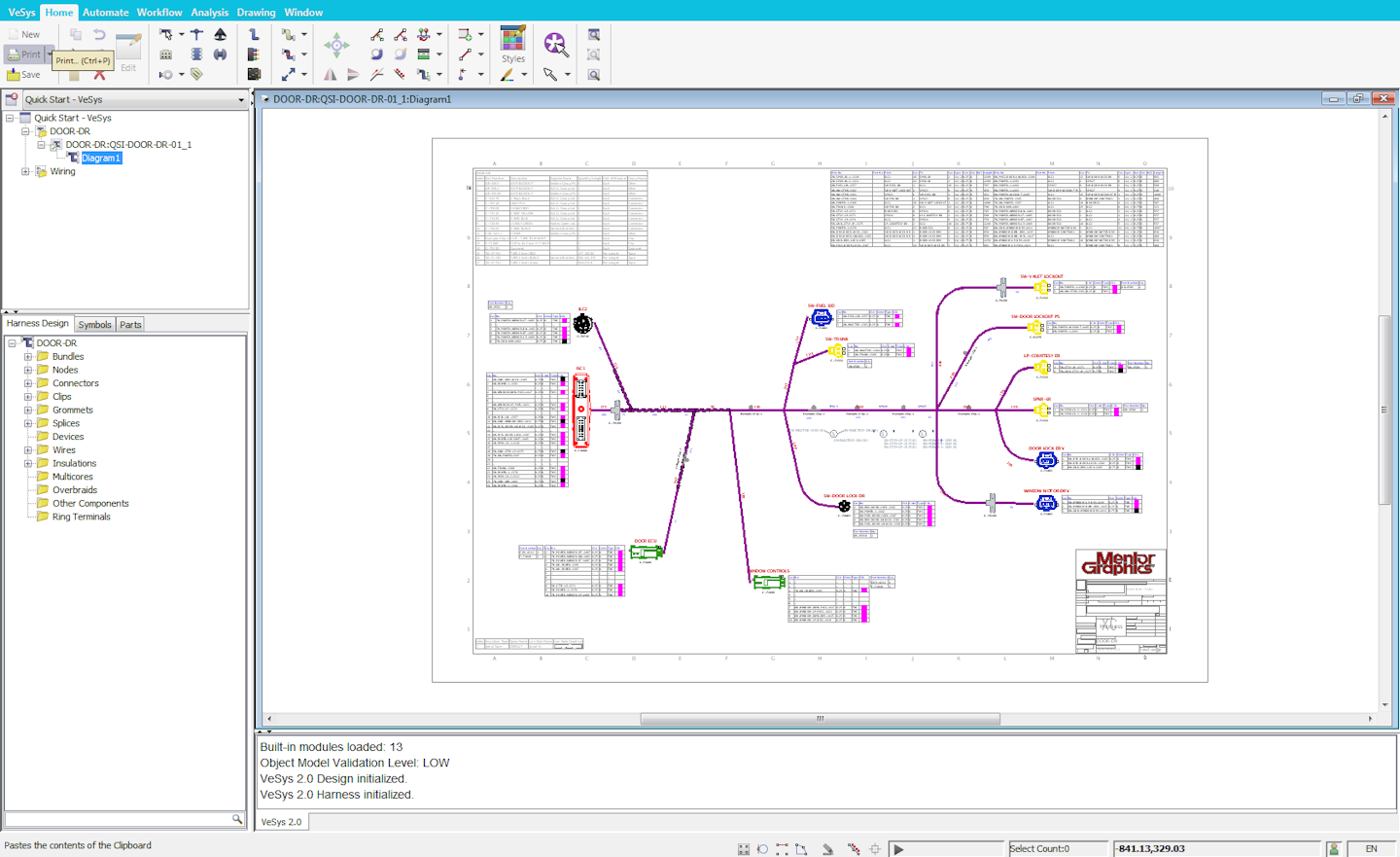 VeSys Harness Mentor Graphics