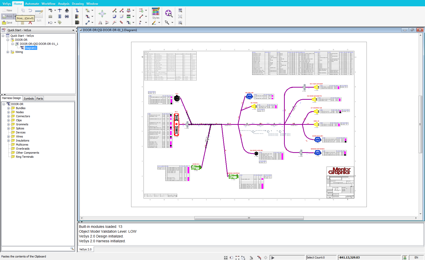 VeSys Harness Mentor Graphics VeSys Harness Mentor Graphics