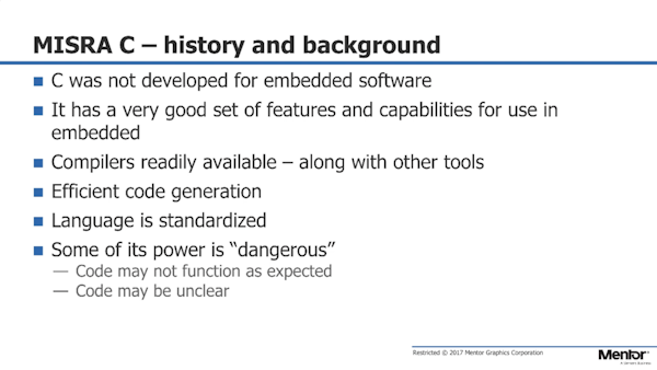 Writing Reliable Code With Misra C Mentor Graphics - 